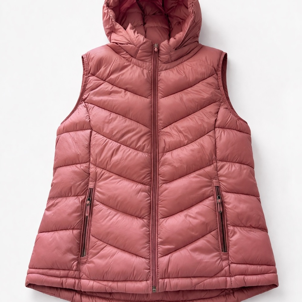 Charter Club Hooded Quilted Puffer Vest — Rose Mauve